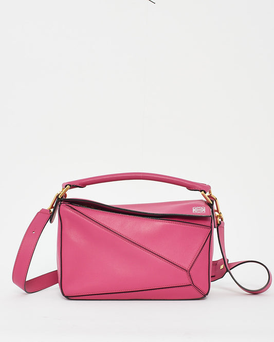 Loewe Petit sac puzzle en cuir rose fuchsia