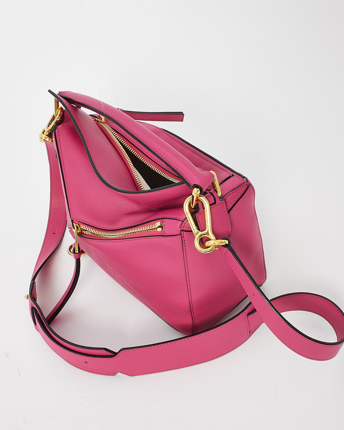 Loewe Pink Fuchsia Leather Small Puzzle Bag