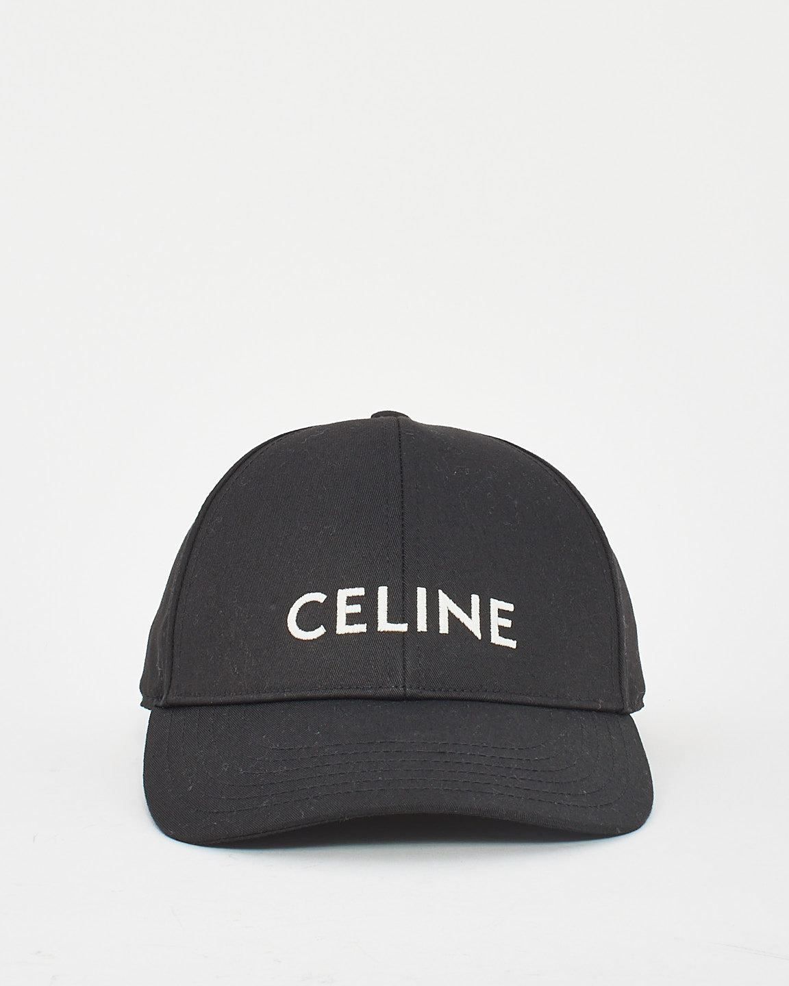 Celine Black Cotton Logo Baseball Hat - M