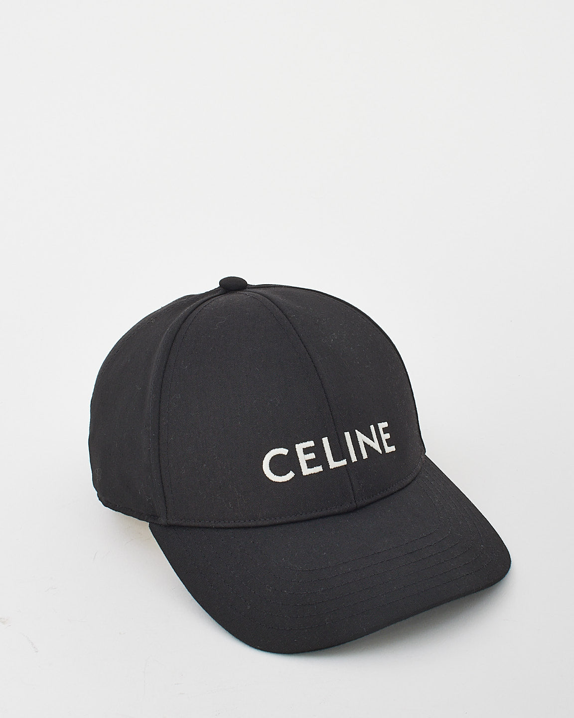 Celine Black Cotton Logo Baseball Hat - M