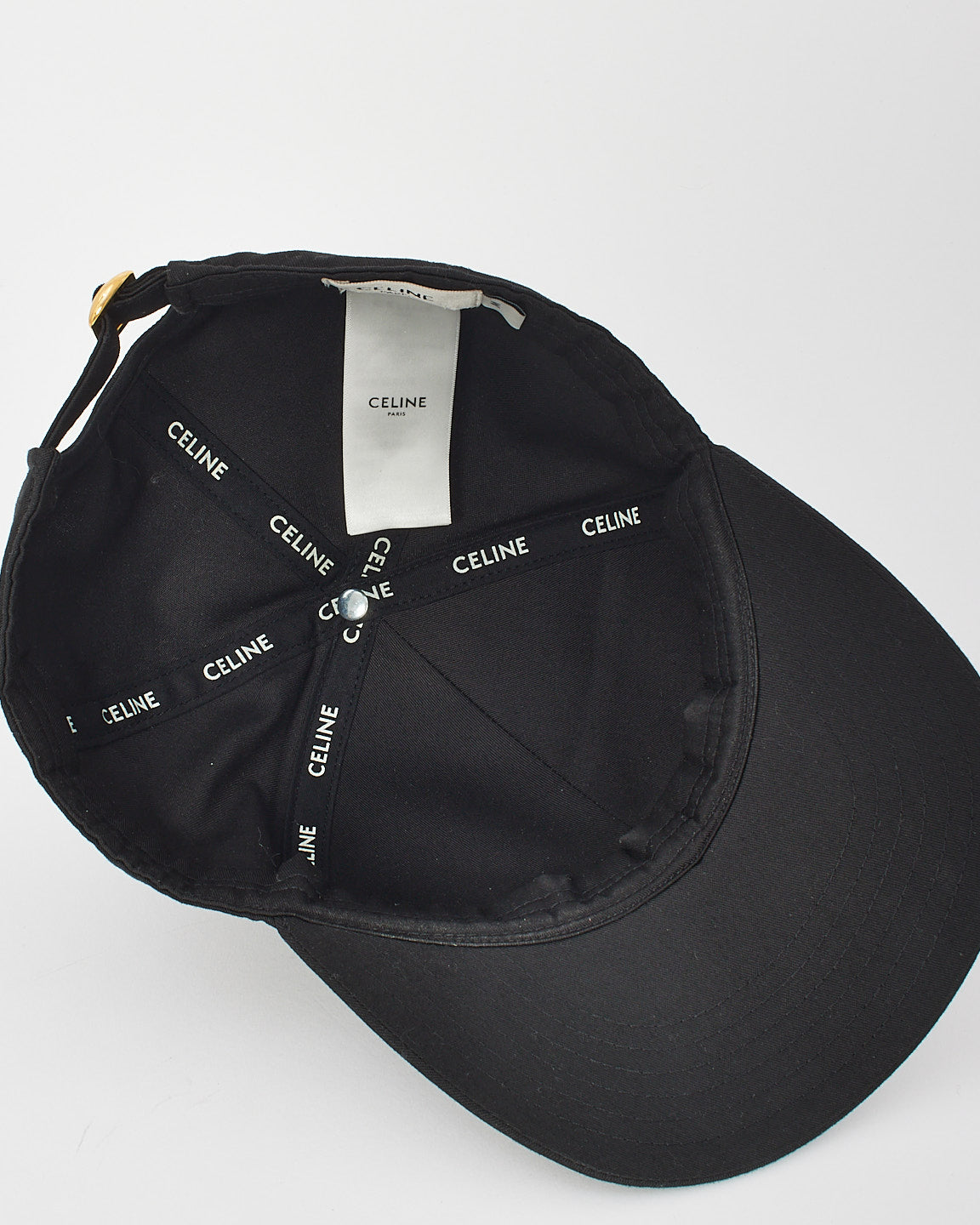 Celine Black Cotton Logo Baseball Hat - M