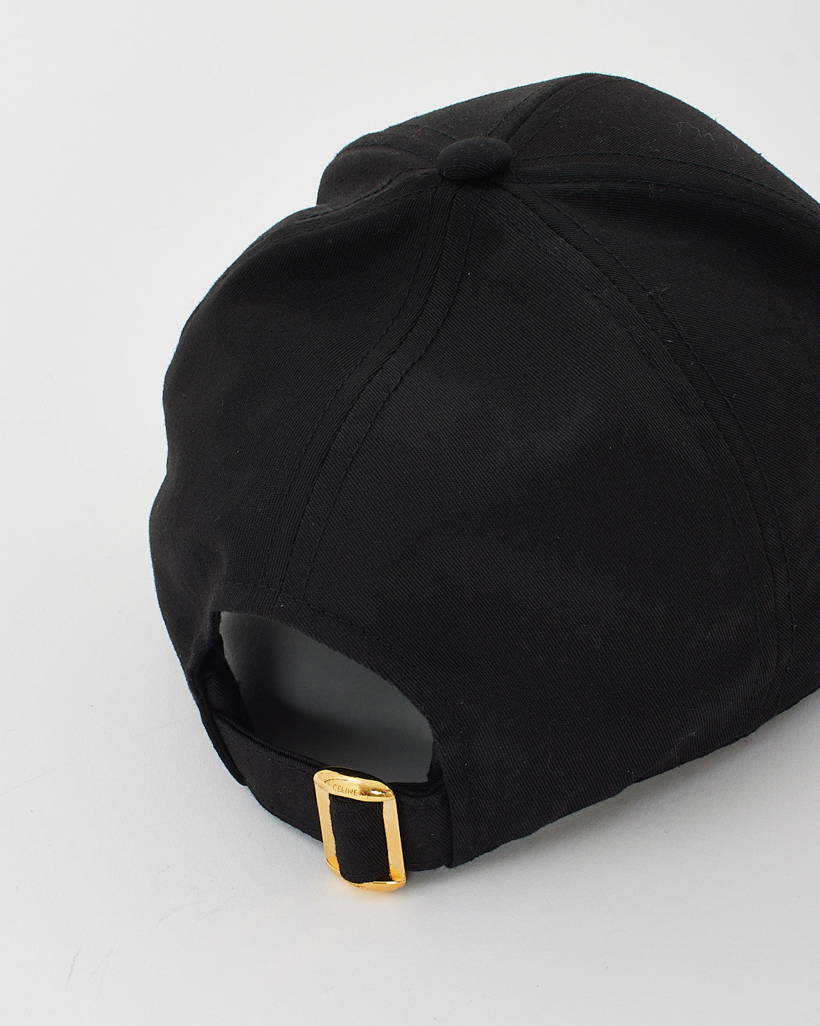 Celine Black Cotton Logo Baseball Hat - M