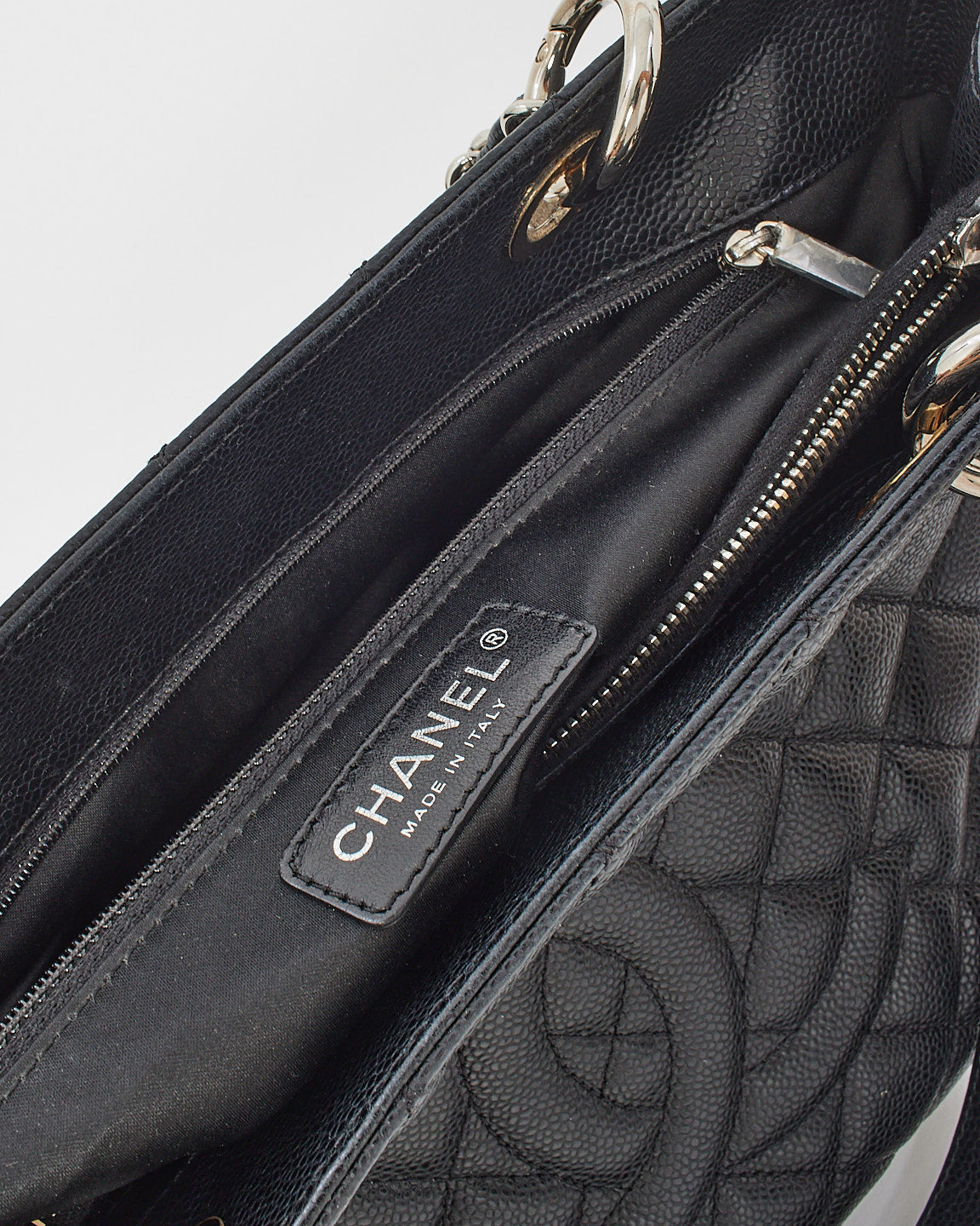 Chanel Black Caviar Quilted GST Shopping Tote Bag