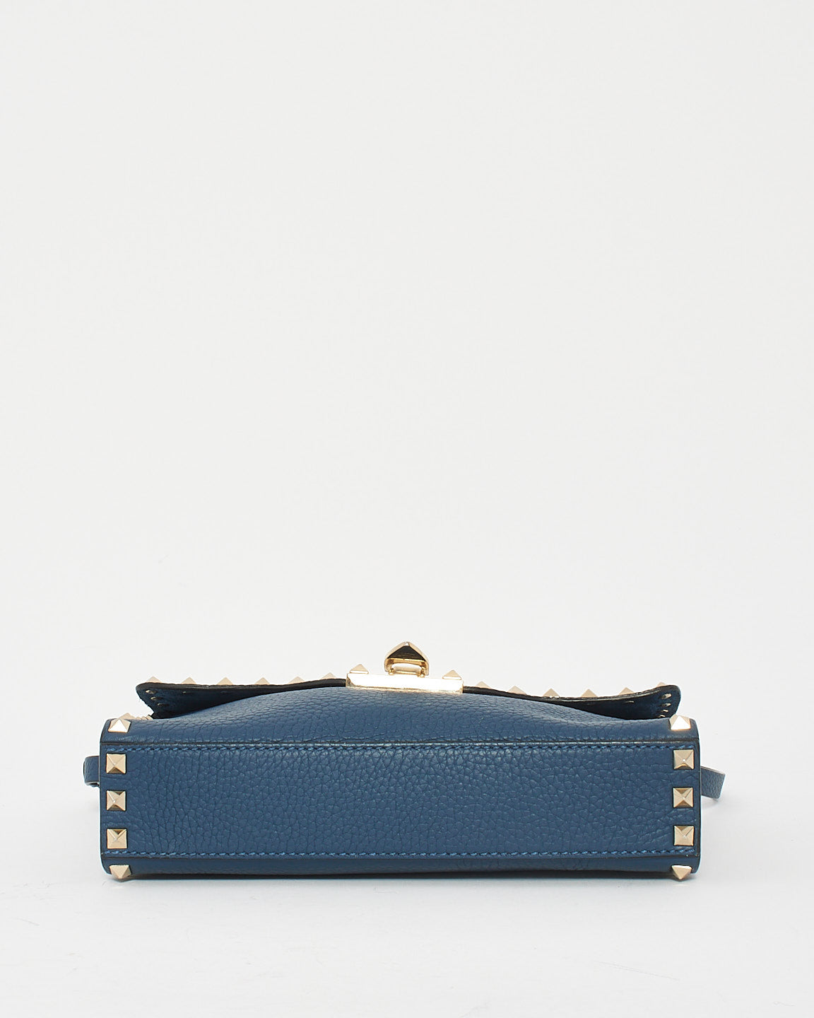 Valentino Navy Blue Grained Leather Rockstud Crossbody Bag