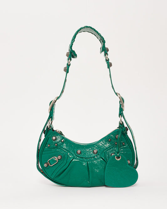 Balenciaga Sac à bandoulière XS Le Cagole en cuir vert