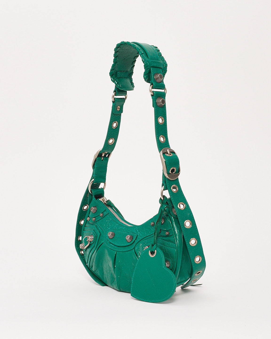 Balenciaga Sac à bandoulière XS Le Cagole en cuir vert