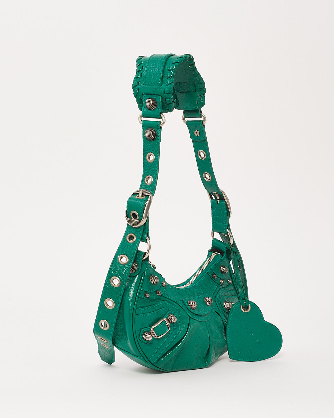 Balenciaga Sac à bandoulière XS Le Cagole en cuir vert