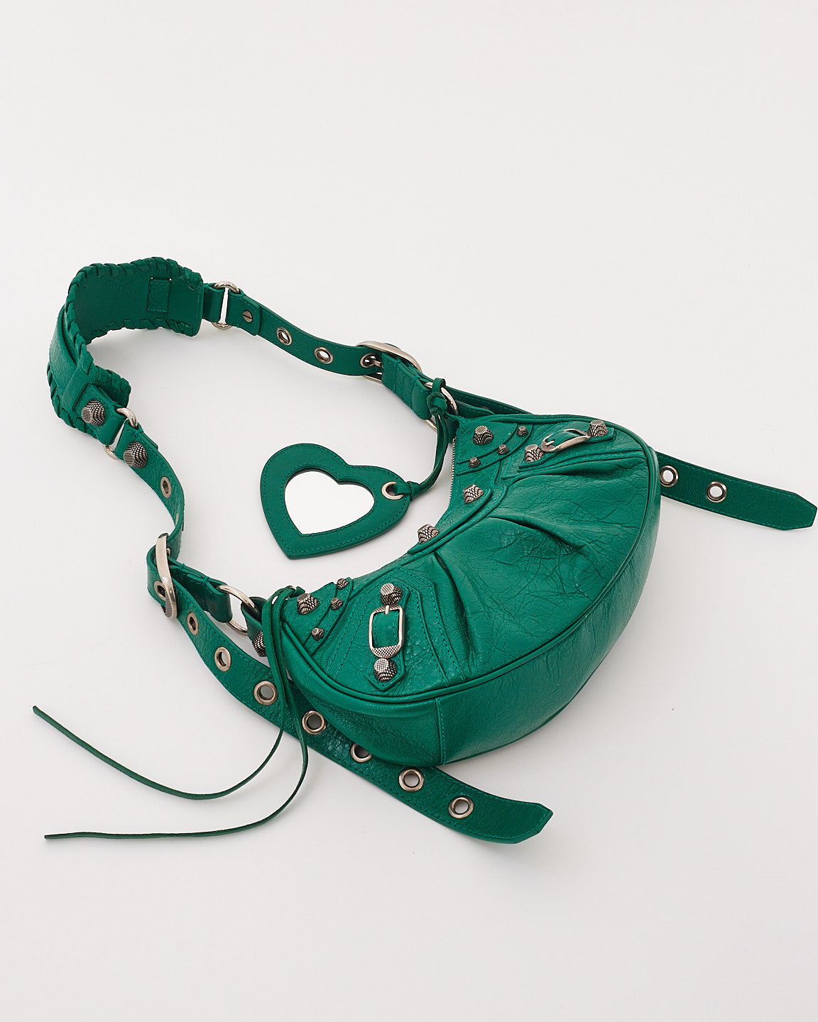 Balenciaga Sac à bandoulière XS Le Cagole en cuir vert