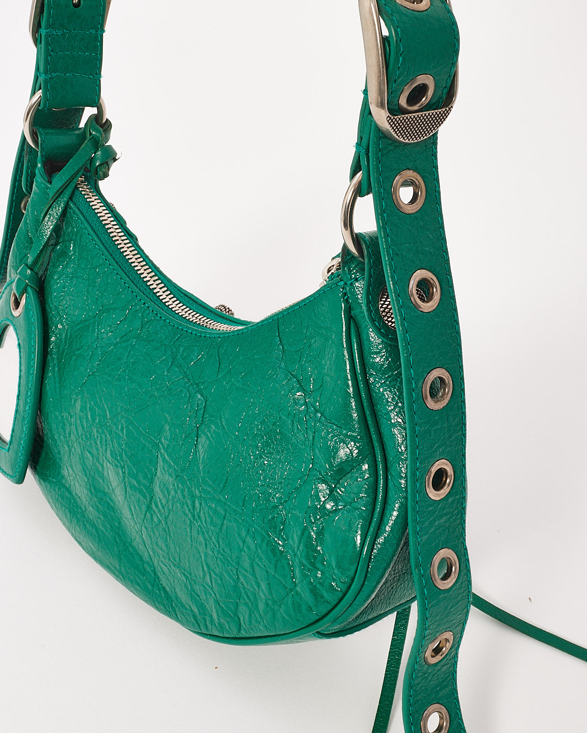 Balenciaga Sac à bandoulière XS Le Cagole en cuir vert