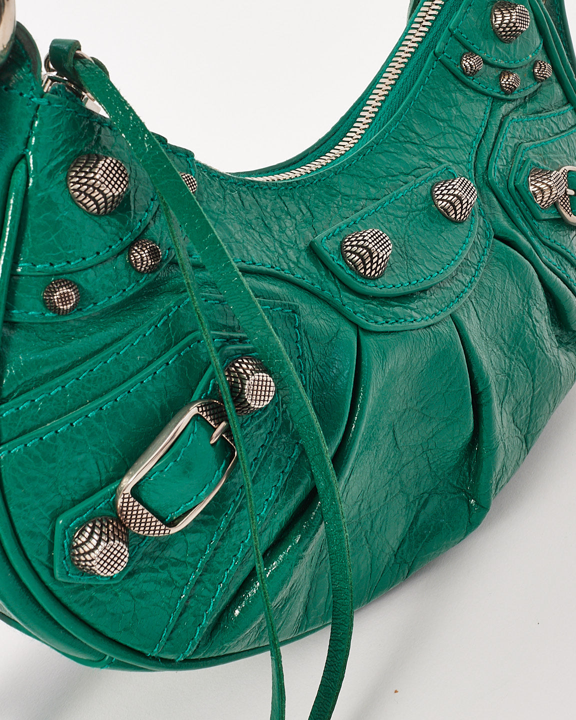 Balenciaga Sac à bandoulière XS Le Cagole en cuir vert