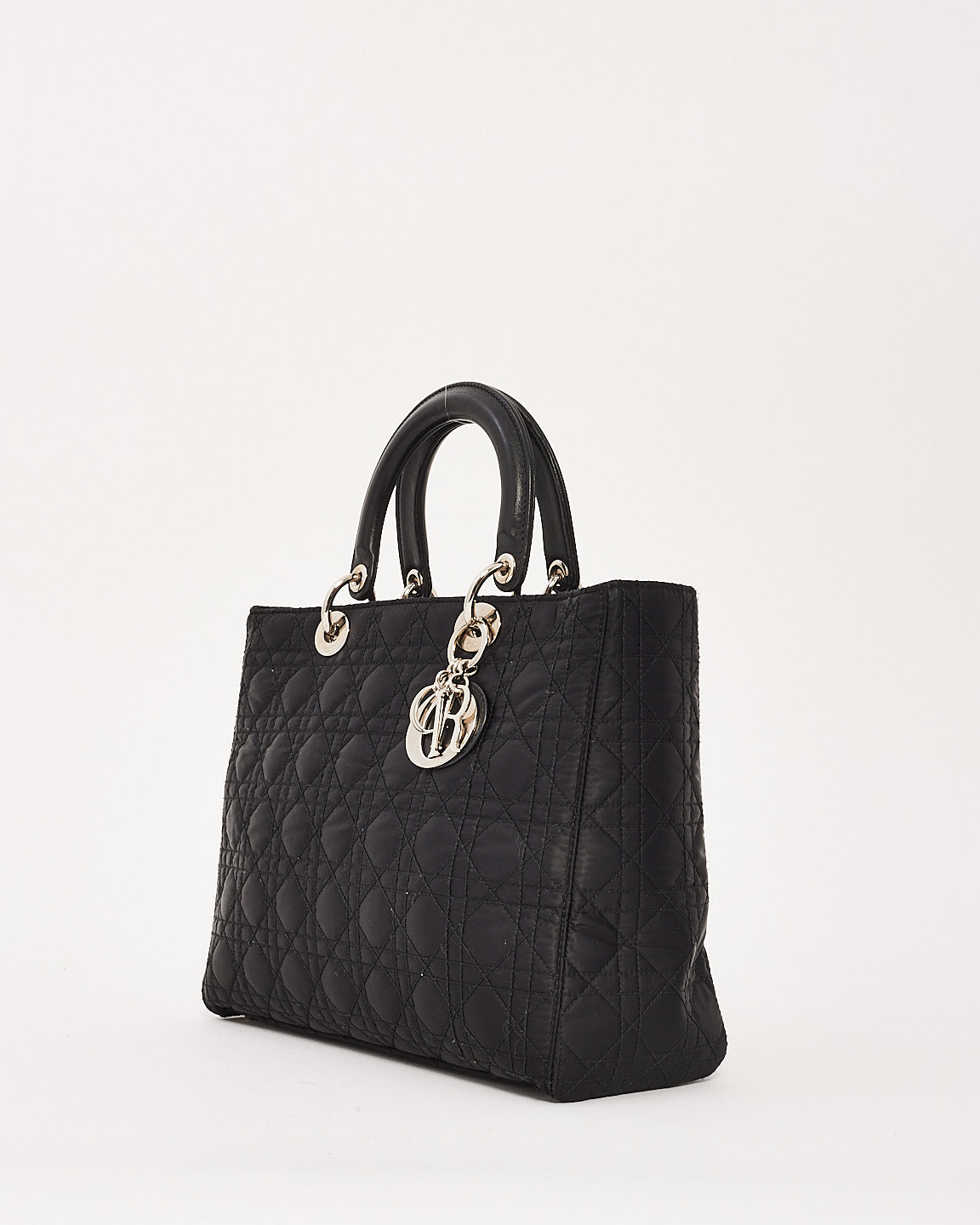 Dior Black Satin Cannage Large Lady Dior Bag