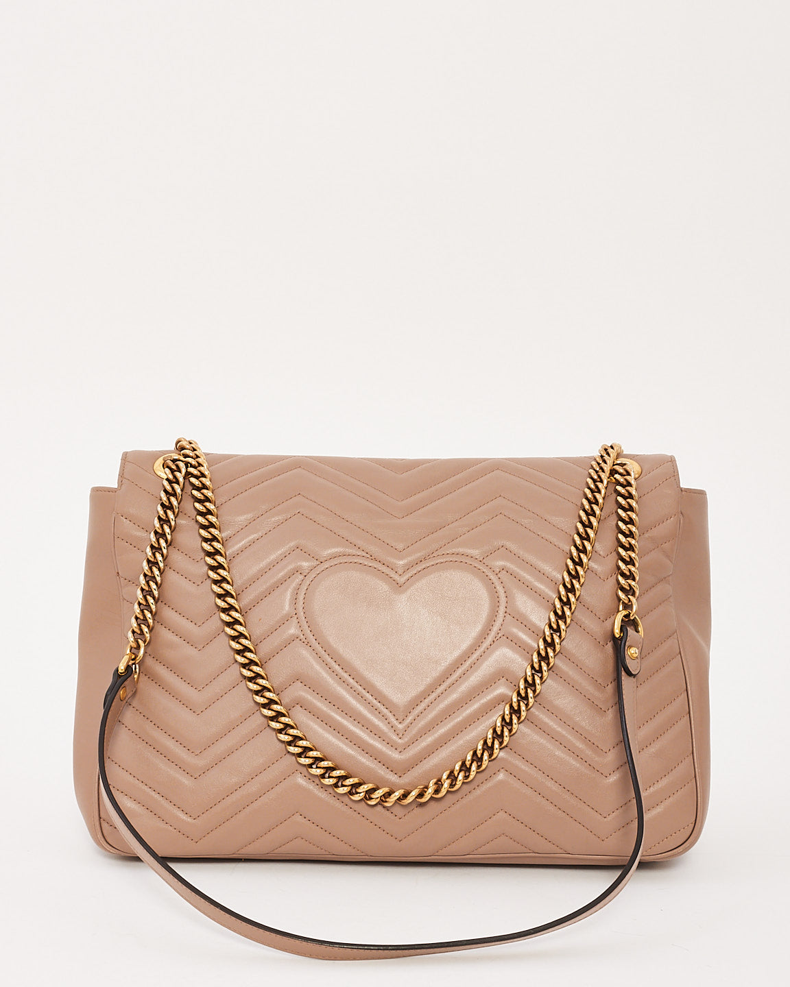 Gucci Grand sac à bandoulière GG Marmont Chevron Matelassé rose poussiéreux