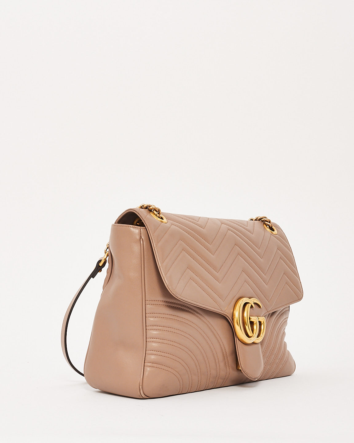 Gucci Dusty Pink Chevron Matelassé Large GG Marmont Shoulder Bag