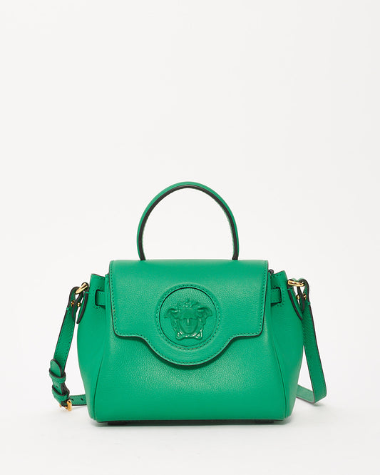 Versace Green Leather La Medusa Top Handle Bag