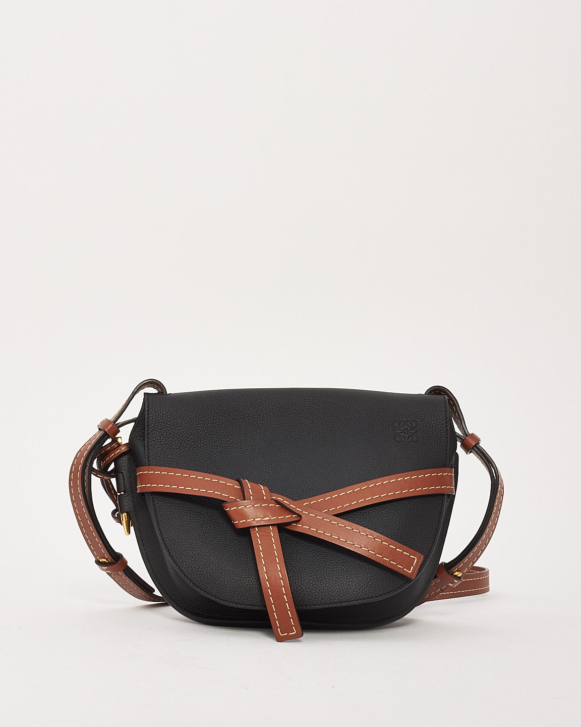 Loewe Black and Brown Soft Calfskin Small Gate Crossbody Bag