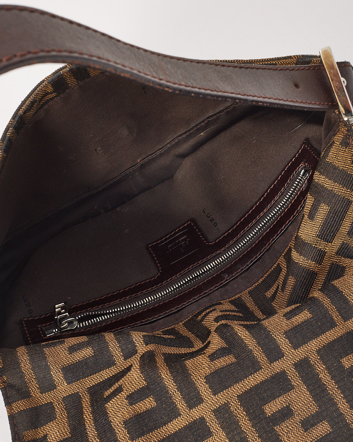 Fendi Brown Tobacco Zucca Print Baguette Shoulder Bag