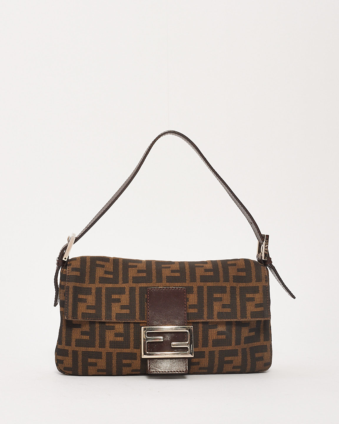 Fendi Brown Tobacco Zucca Print Baguette Shoulder Bag