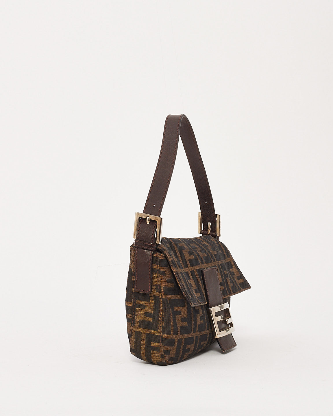 Fendi Brown Tobacco Zucca Print Baguette Shoulder Bag