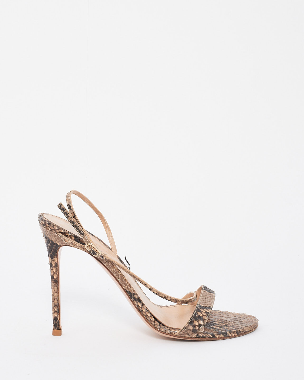 Gianvito Rossi Brown Python Leather Exotic Manhattan Sandals - 39