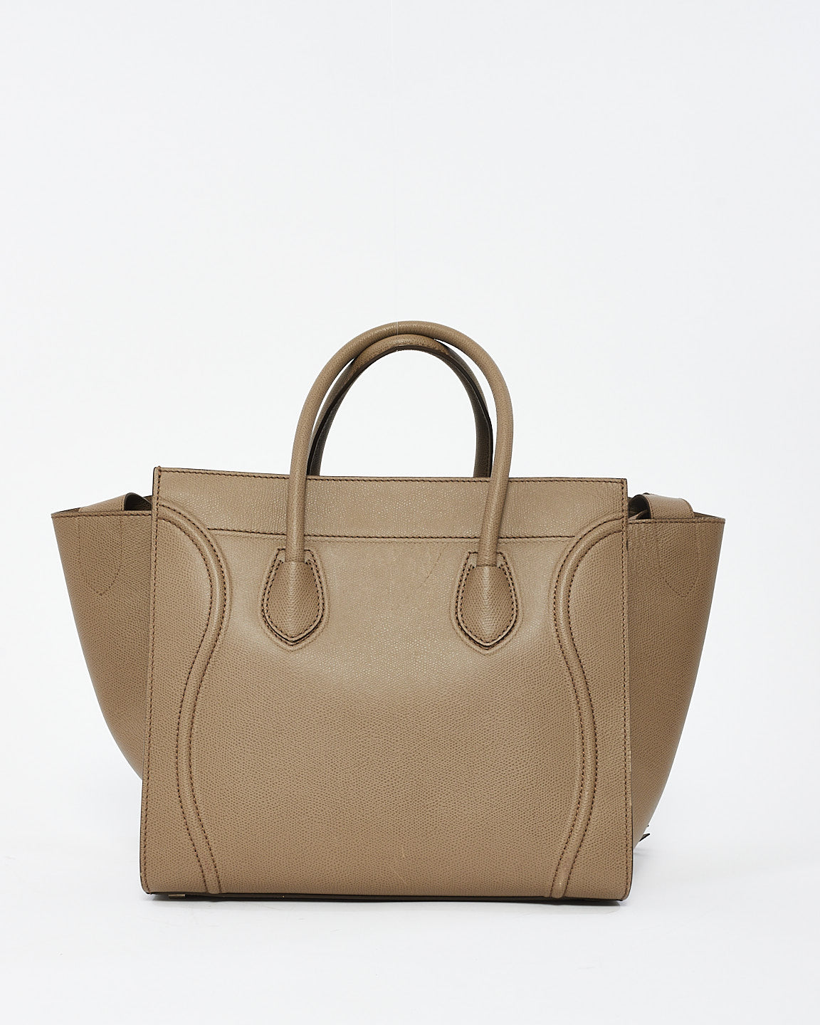 Celine Taupe Grey Leather Medium Phantom Luggage Tote Bag