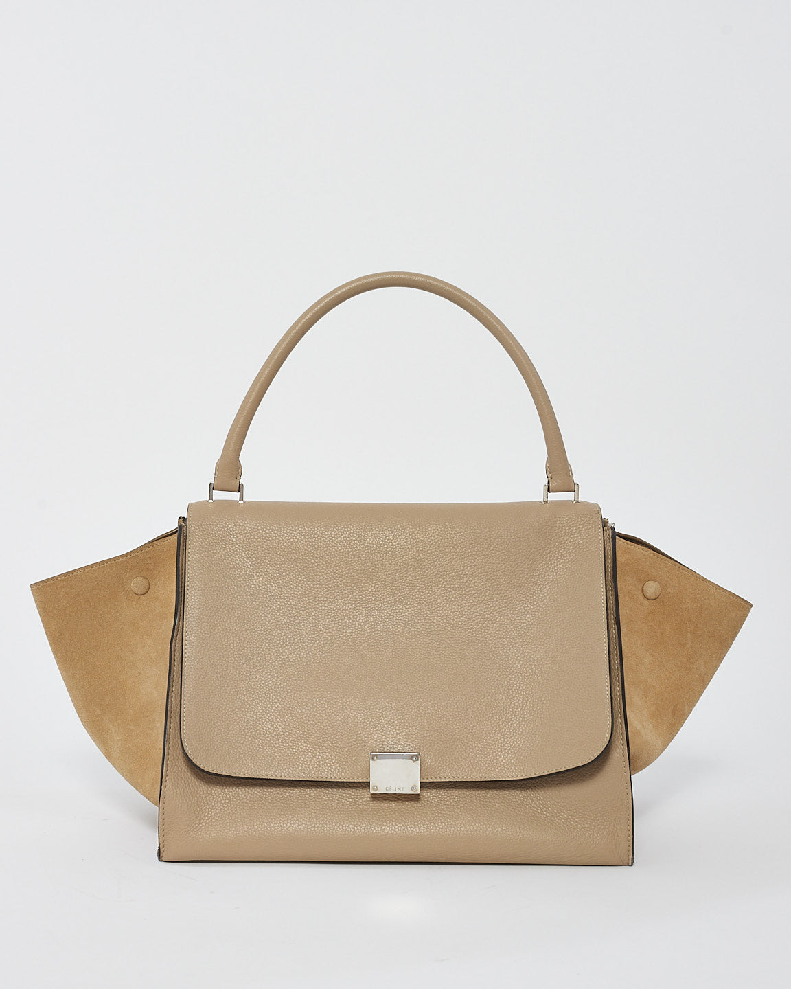 Celine Beige Leather 
Suede Medium Trapeze Bag