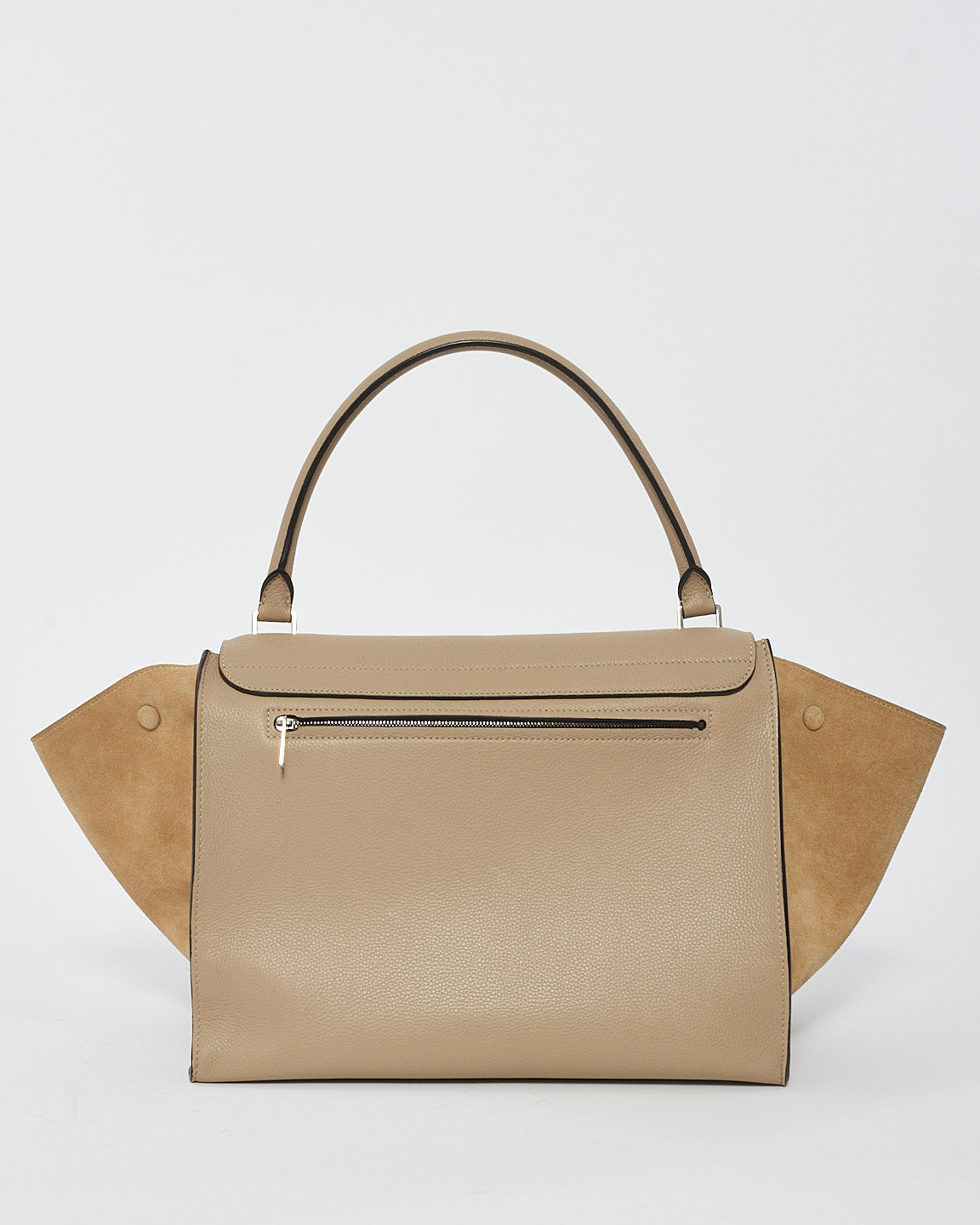 Celine Beige Leather 
Suede Medium Trapeze Bag