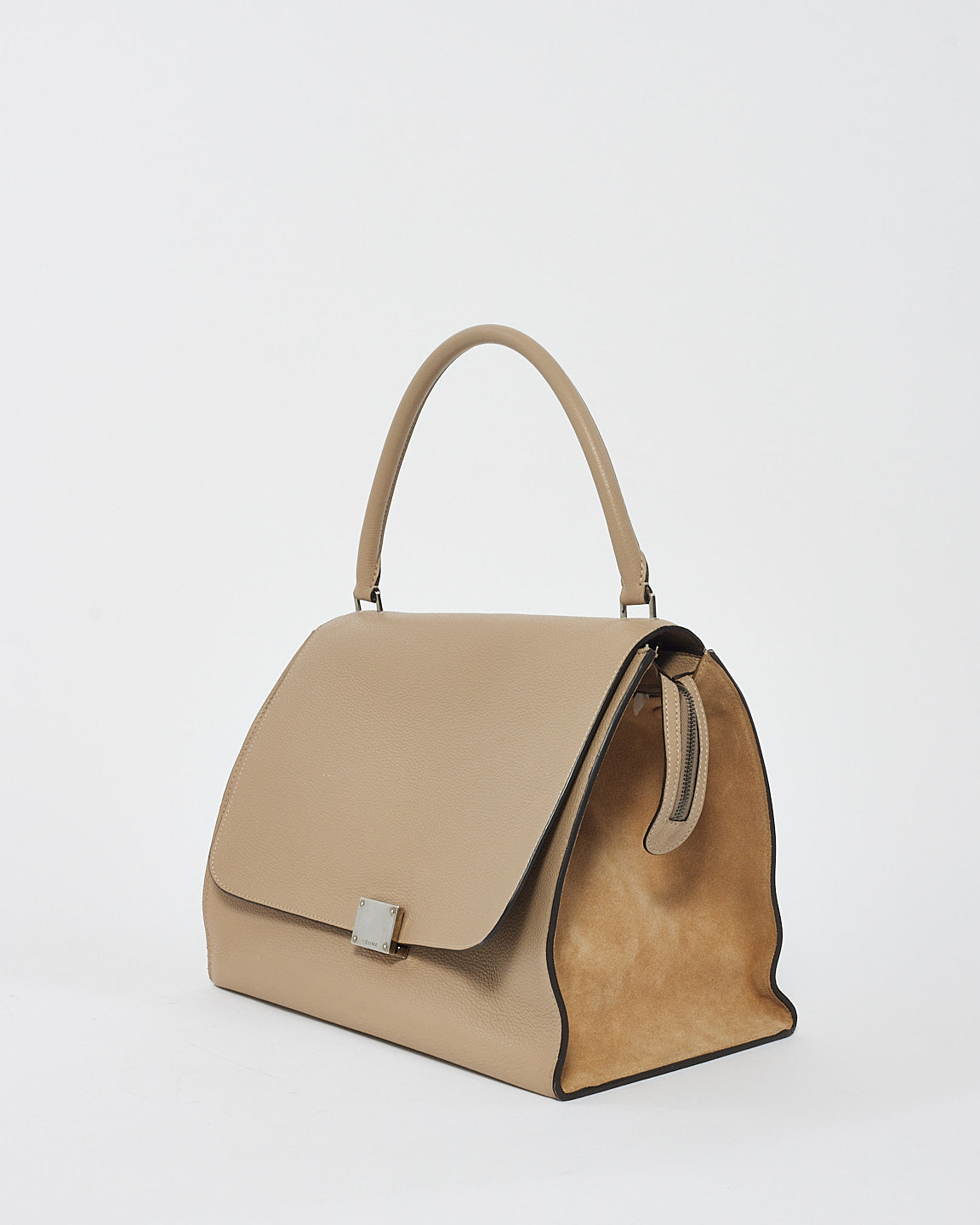 Celine Beige Leather 
Suede Medium Trapeze Bag