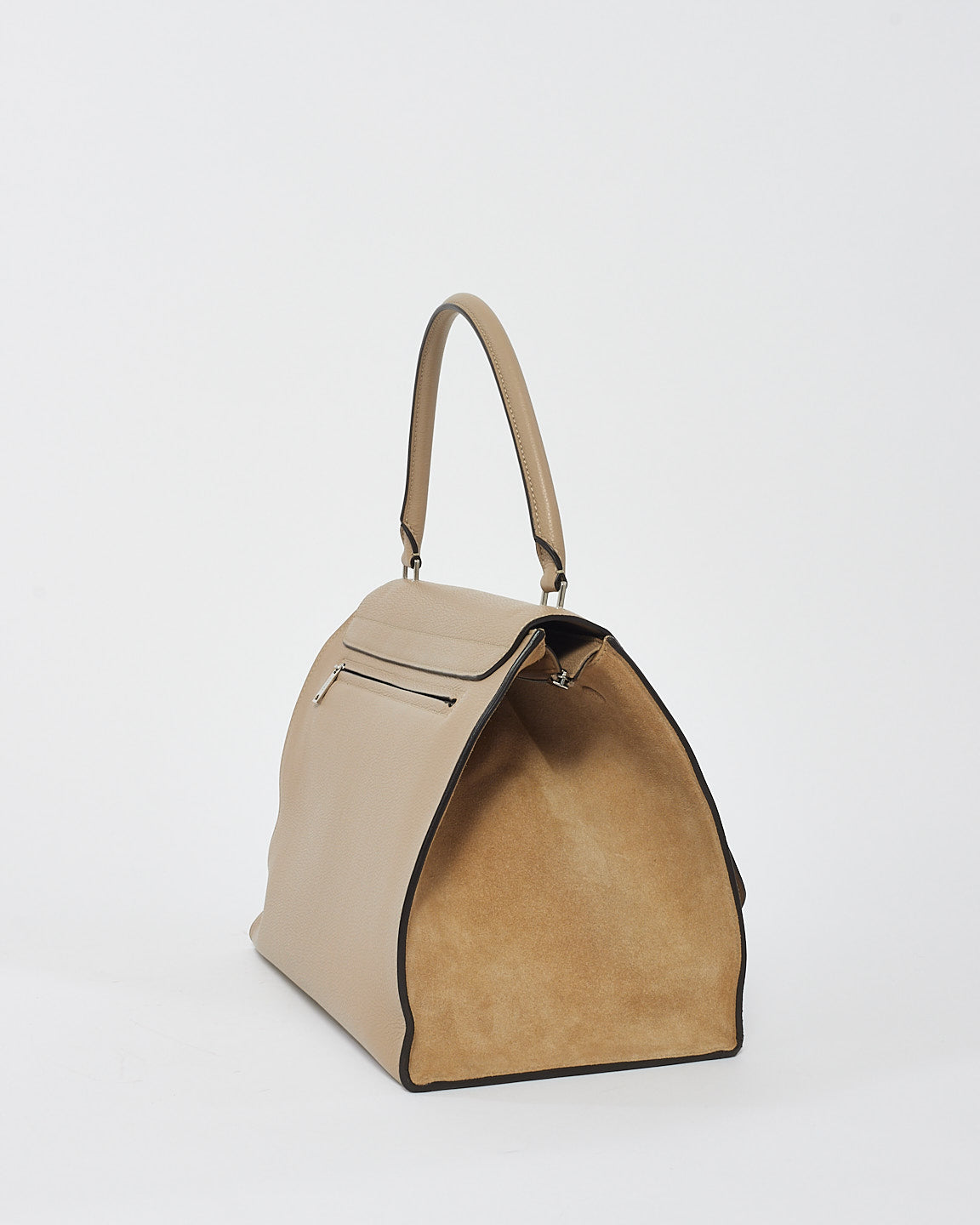 Celine Beige Leather 
Suede Medium Trapeze Bag