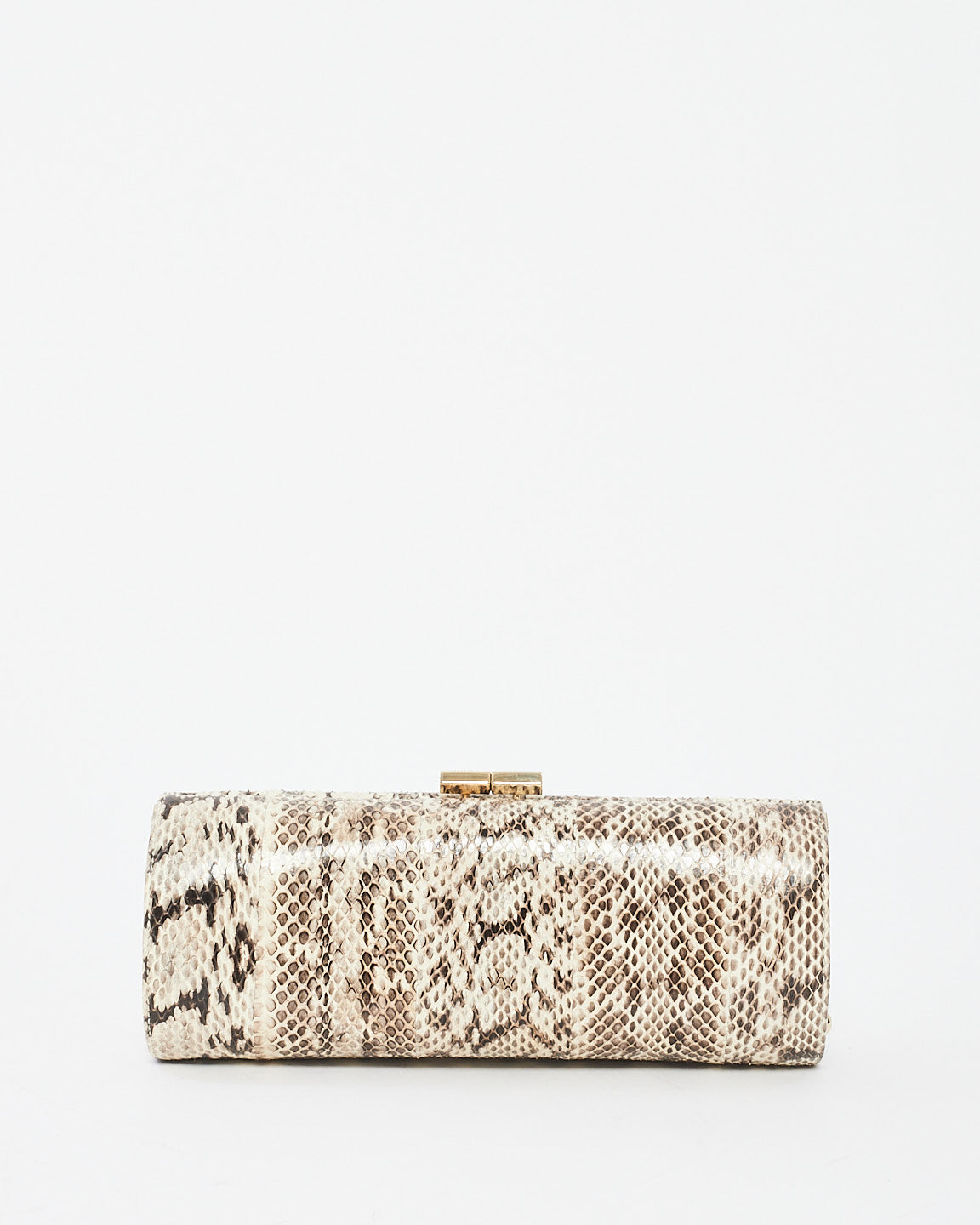 Jimmy Choo Brown Glitter Snakeskin Box Clutch