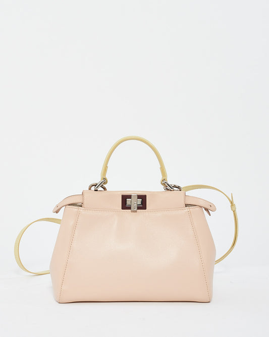 Fendi Mini sac Peekaboo en cuir rose clair