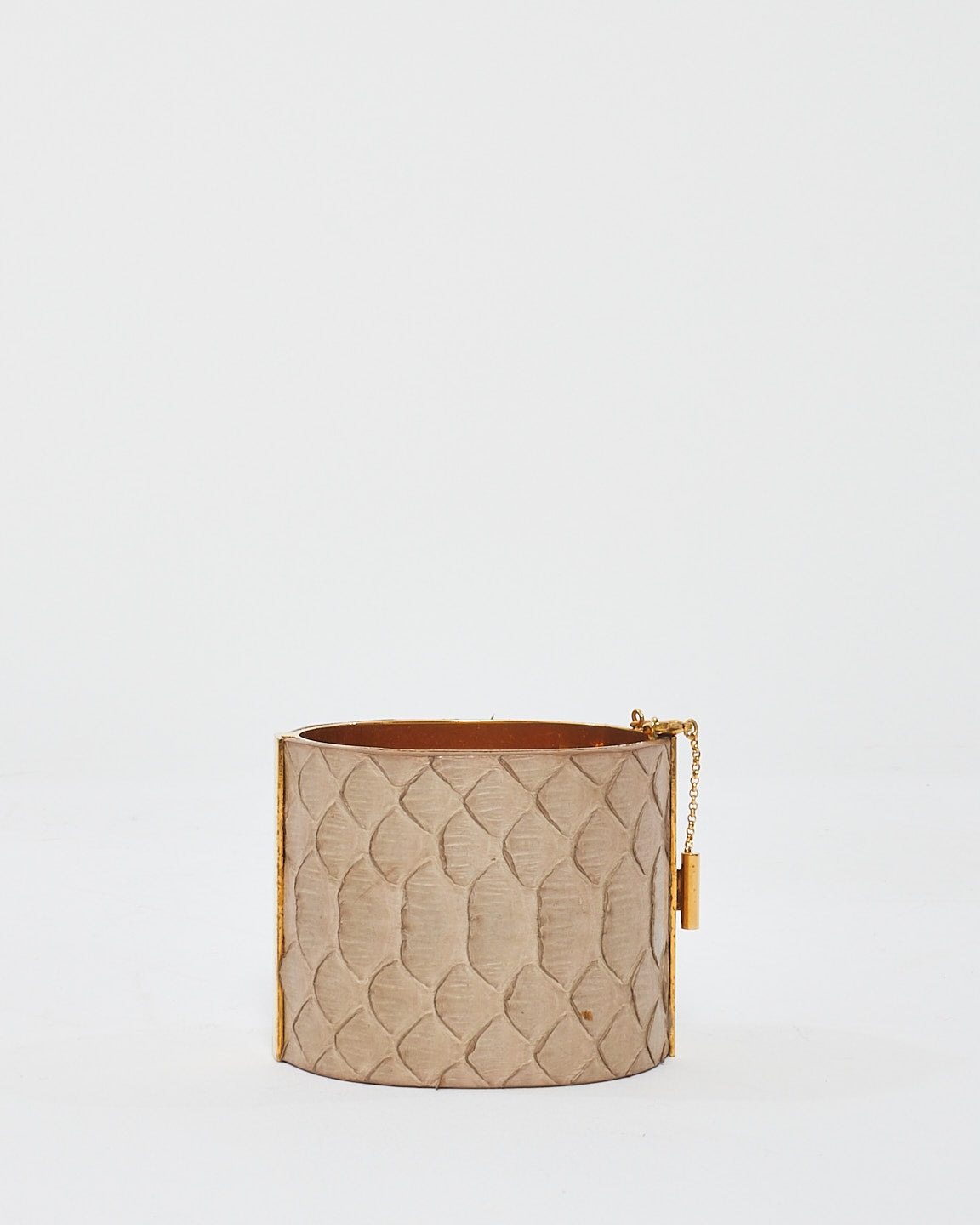 Celine Grey Python Leather Edge Cuff Bracelet- S