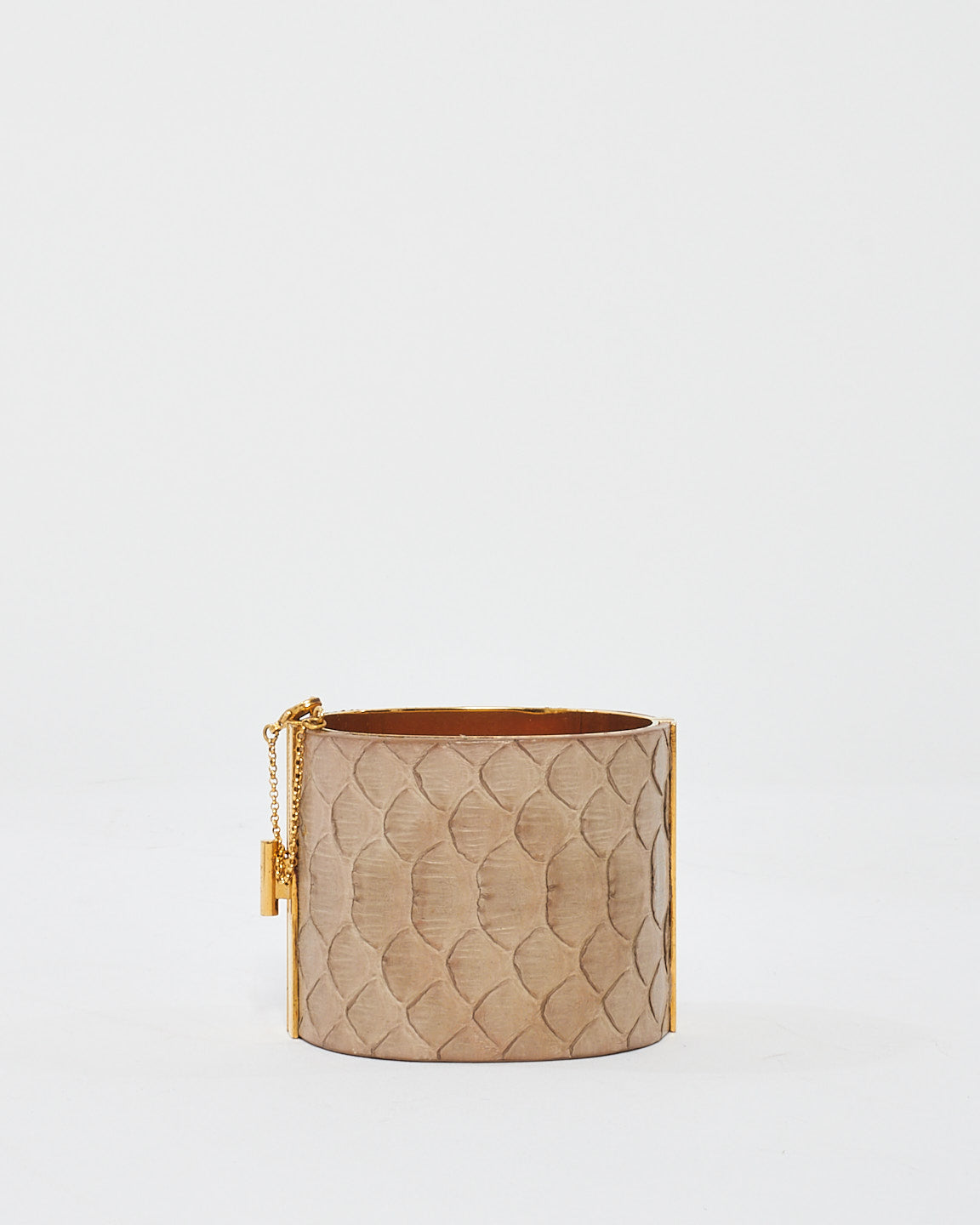 Celine Grey Python Leather Edge Cuff Bracelet- S