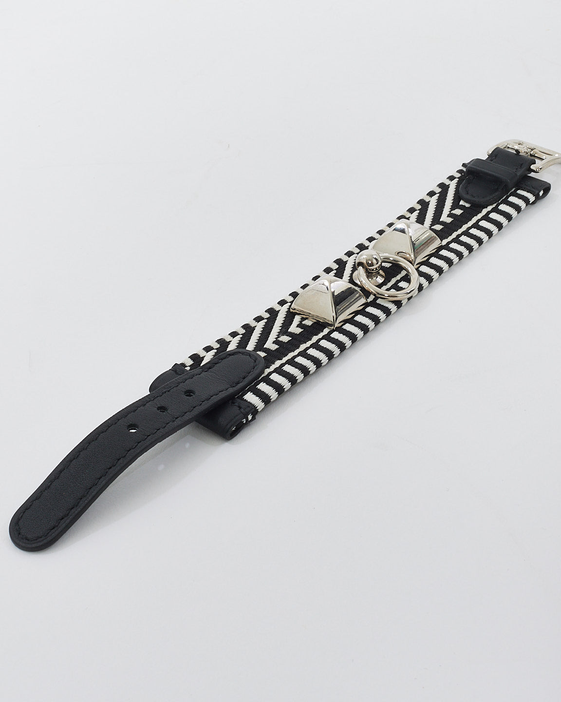 Hermès Black 
White Canvas Rivale Cavale CDC Bracelet