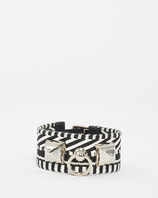 Hermès Black 
White Canvas Rivale Cavale CDC Bracelet