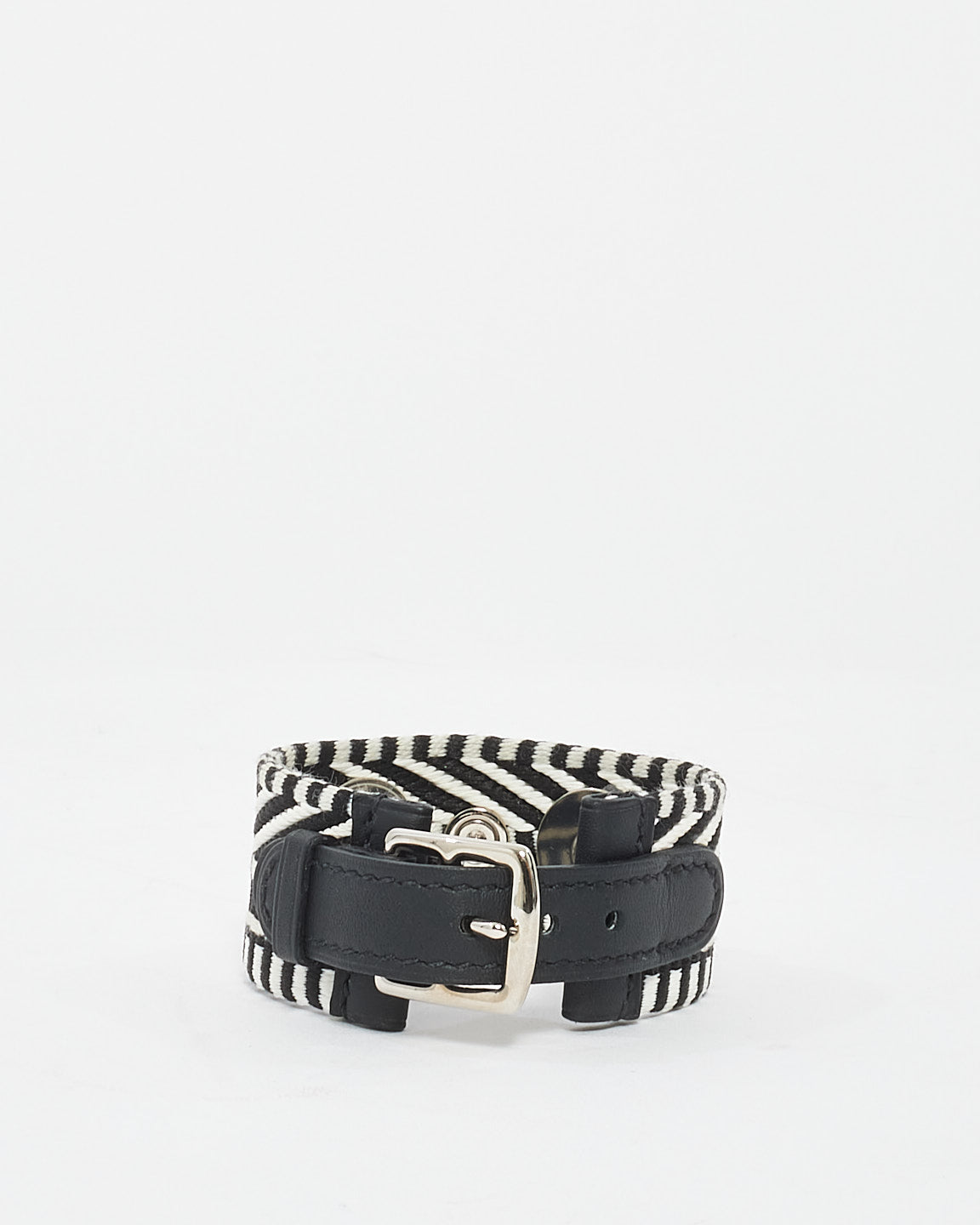 Hermès Black 
White Canvas Rivale Cavale CDC Bracelet