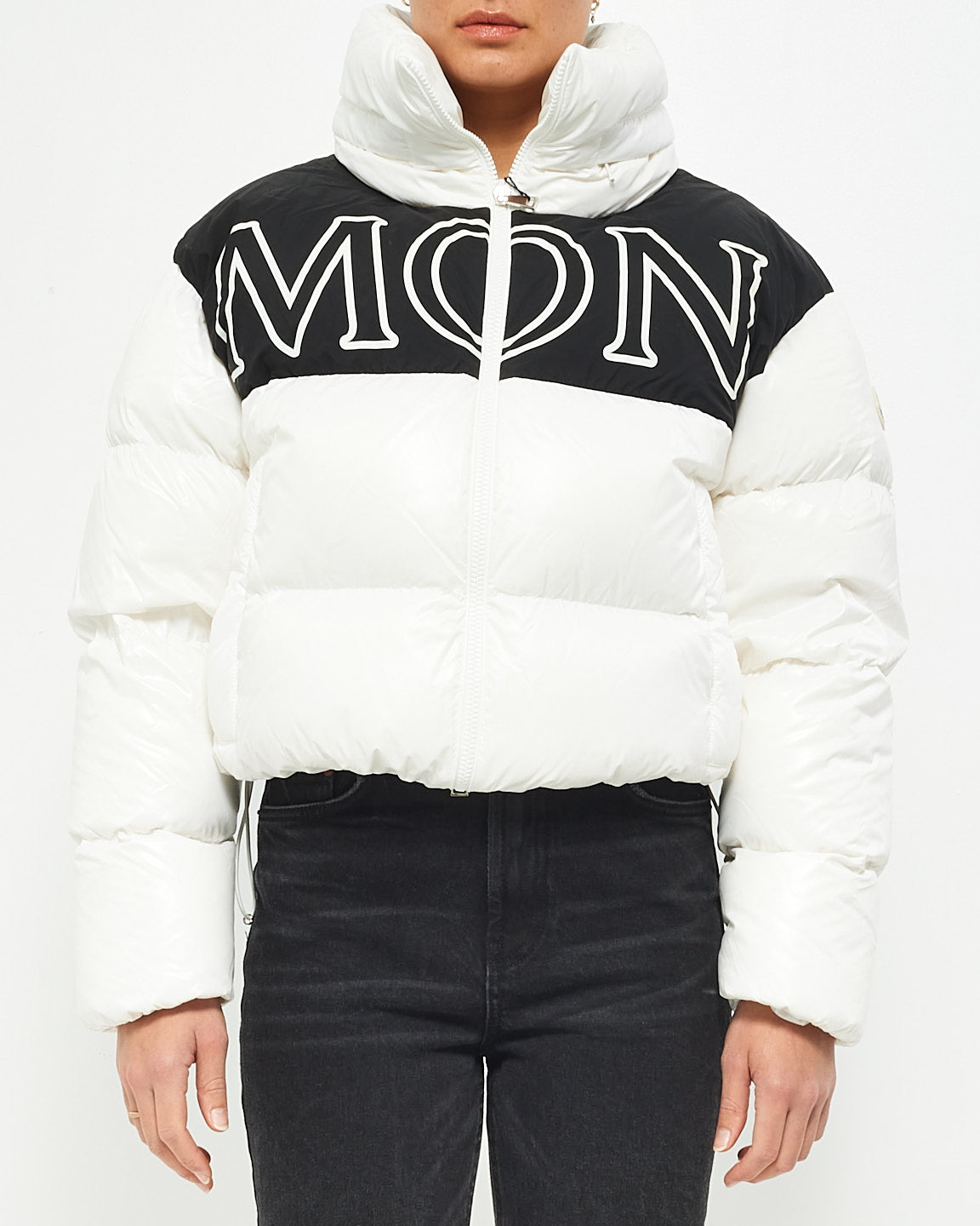 Moncler White Logo Puffer Jacket -  3