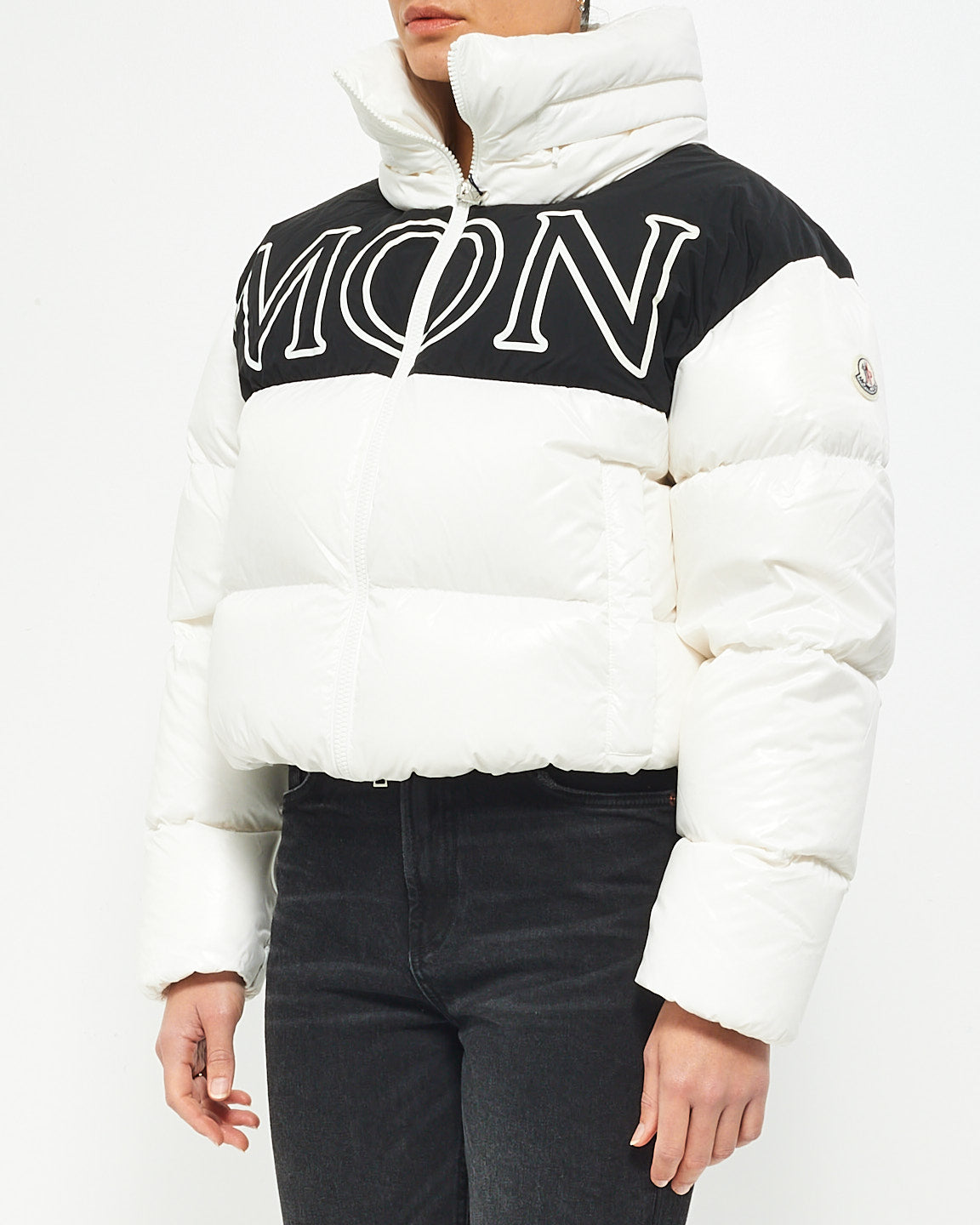 Moncler White Logo Puffer Jacket -  3