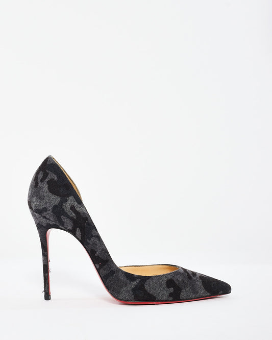 Christian Louboutin Escarpins Pigalle Follies en flanelle camouflage noir/gris - 37