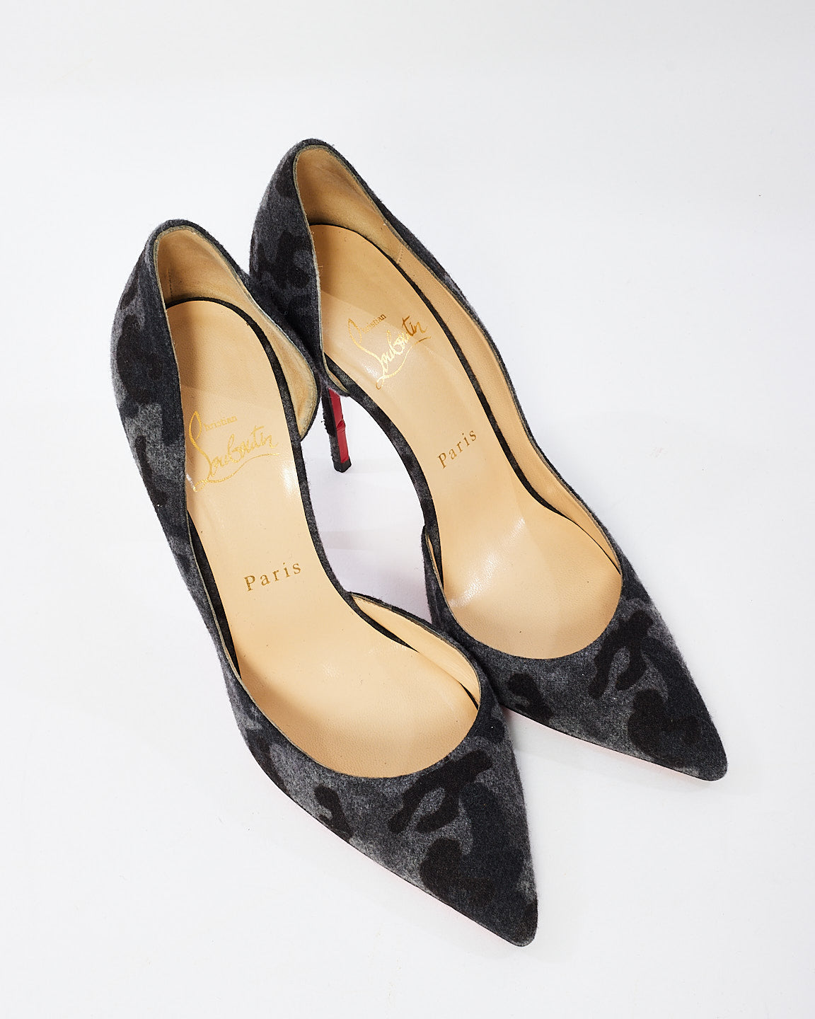 Christian Louboutin Black/Grey Camo Flannel Pigalle Follies Pumps - 37