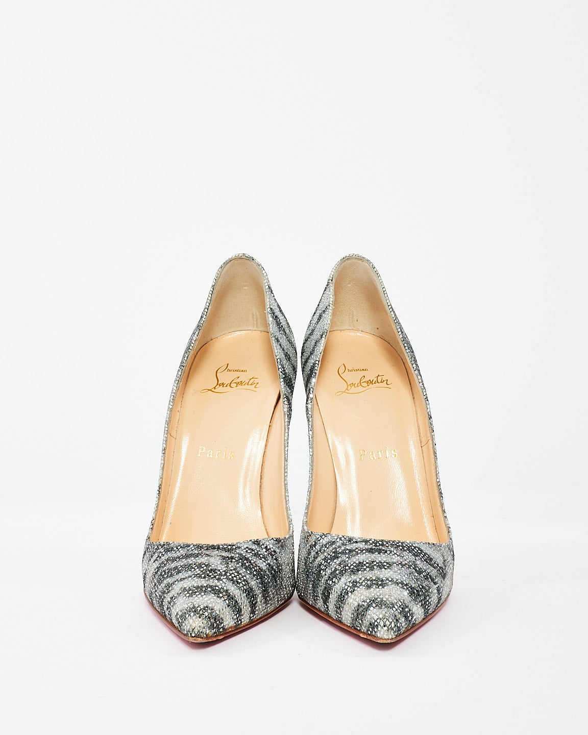 Christian Louboutin Black/Silver Sparkle Animal Print Pumps - 37