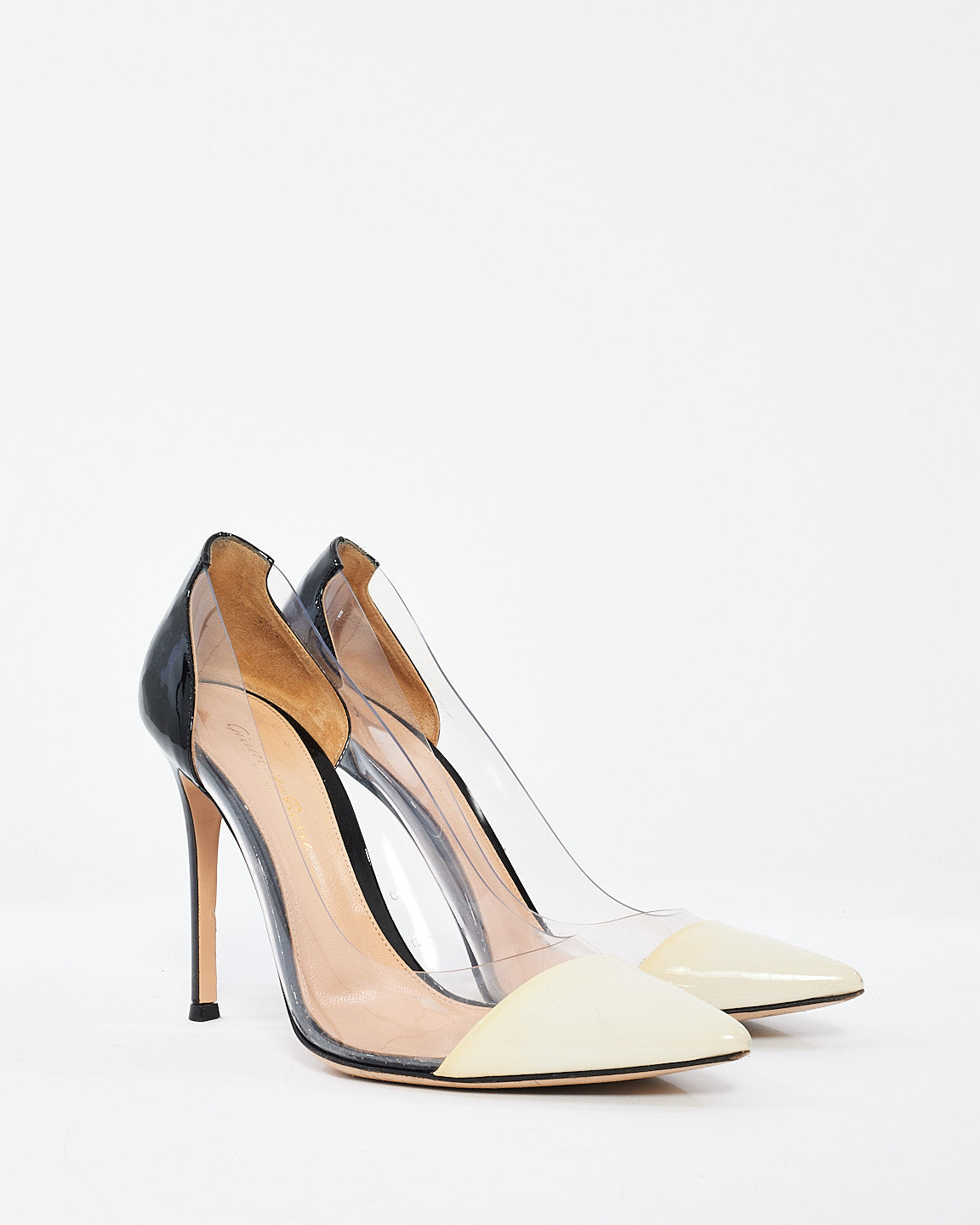 Gianvito Rossi Black/PVC/White Pointed Toe Pumps - 37