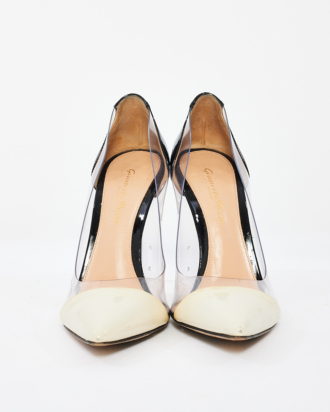 Gianvito Rossi Black/PVC/White Pointed Toe Pumps - 37