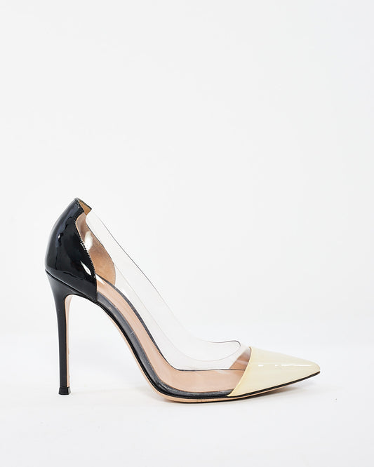 Gianvito Rossi Black/PVC/White Pointed Toe Pumps - 37