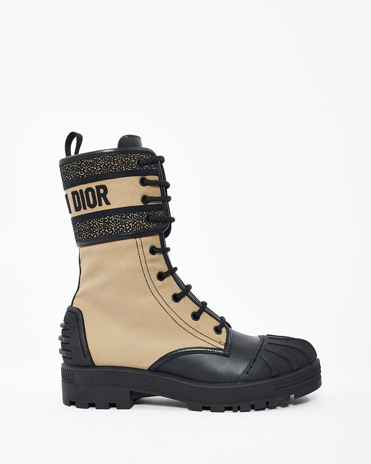 Botte de combat D-Major en toile beige/noir Dior - 38