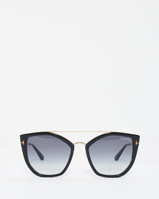 Lunettes de soleil Tom Ford noir brillant noir gris fumée Dahlia TF648