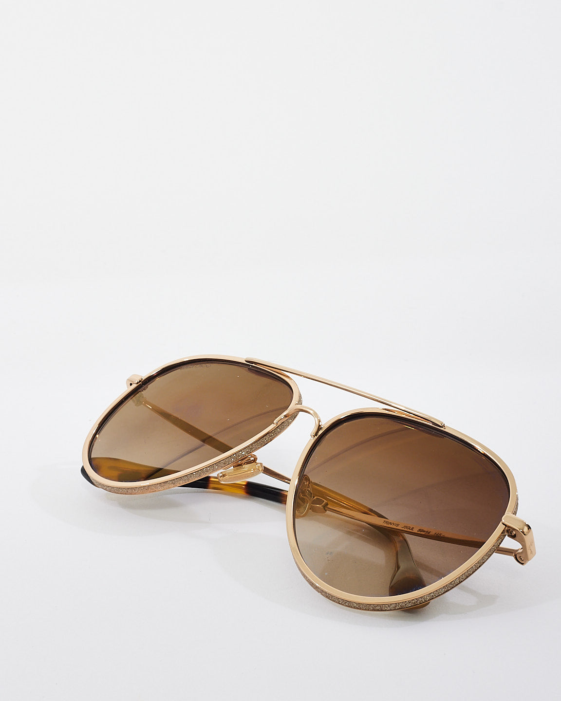 Jimmy Choo Gold Metal Brown Lense Aviator Sunglasses