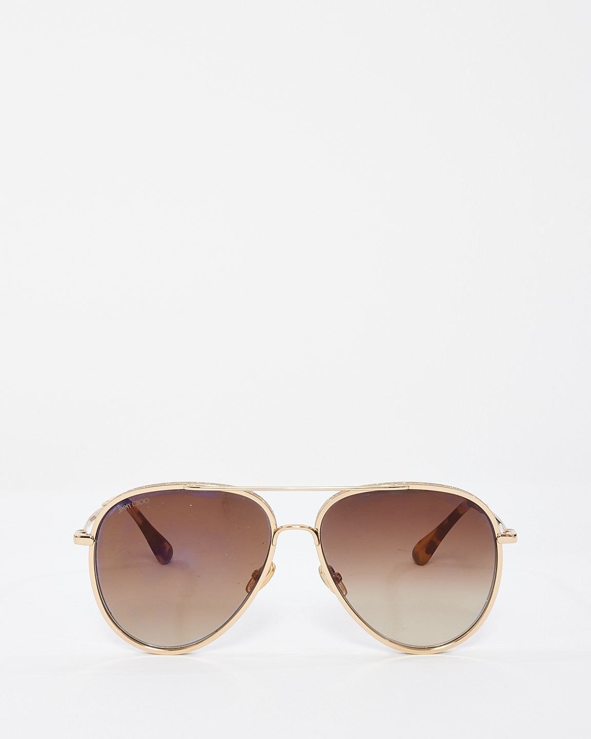 Jimmy Choo Gold Metal Brown Lense Aviator Sunglasses