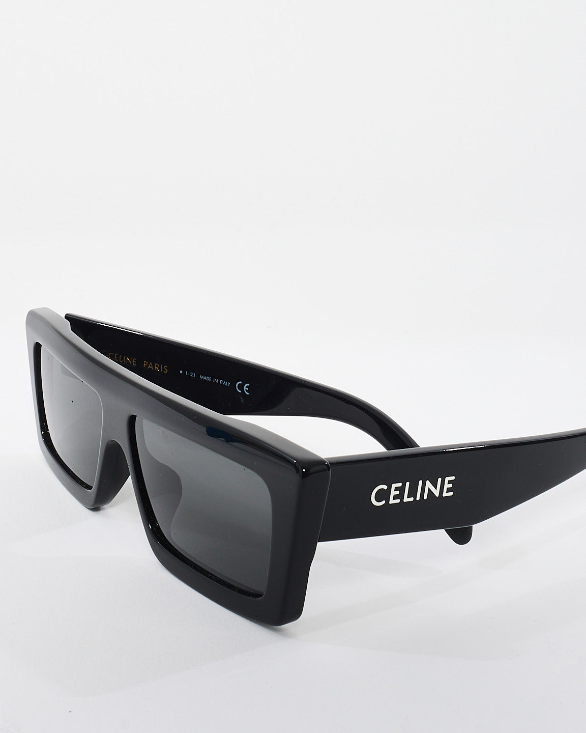 Celine Black Acetate Flat Top Logo Sunglasses CL40214U