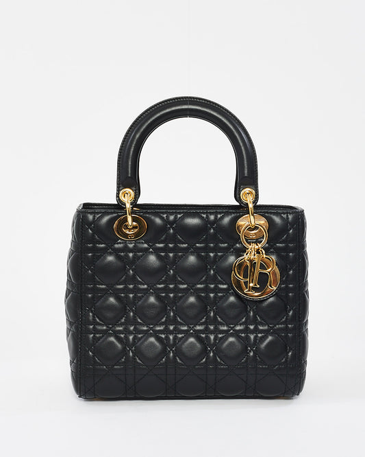 Sac Lady Dior moyen en cuir Cannage noir Dior