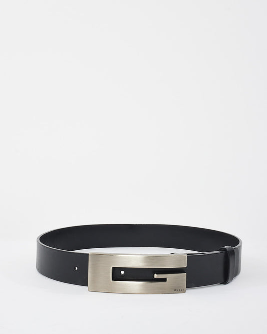 Gucci Black Leather Large G Buckle Belt - 75/30